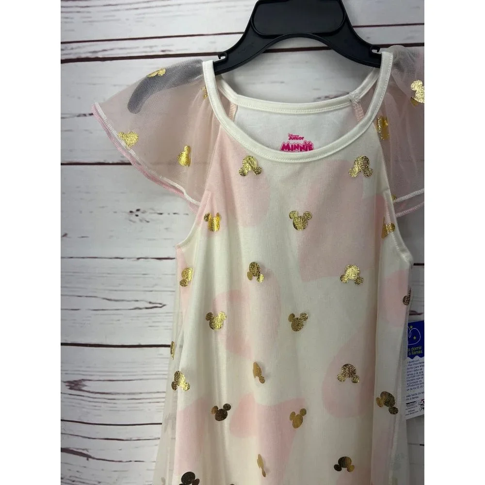Disney Minnie Mouse Toddler Girl's Valentine's Day Foil Hearts Nightgown Gown 5t